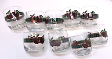 Set Nine Vintage IDI Anchor Hocking Red Plaid Apple Pattern Liquor Bar Glasses picture