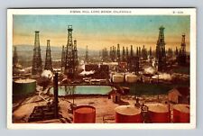 Long Beach CA-California, Signal Hill Oil Fields & Refinery, Vintage Postcard picture