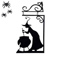 Halloween Witch Metal Silhouette Witch Cauldron Sign Yard Decoration Outdoor picture