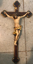 Vintage Stunning Wood Carved Crucifix and Corpus Statue picture