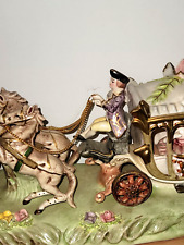 CAPODIMONTE ARMQANI FINE PORCELAIN HORSE DRAWN ROYAL CARRIAGE~N Crown & Numbered picture