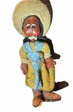 Vintage 1960-1970 ~MEXICAN~Yucatan~Hand Made Painted Oil Cloth Doll~FOLK ART~10” picture