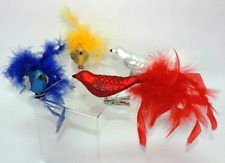 Clip-on Feathered Glass Fancy Bird Ornaments - 4 pc. Assorted Set picture