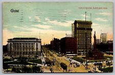 Public Square Cleveland Ohio Birds Eye View Cable Car Monument Cancel Postcard picture
