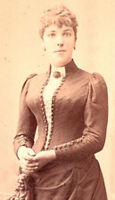 CDV Photo 1800's Hannover, Germany Portrait Woman Victorian Dress & Pin Ernst picture