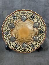 Zsolnay Hungarian Gilt Hand Painted Reticulated Porcelain Plate c. 1880 picture