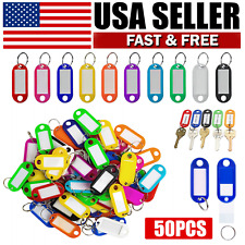50 PCS Key Tags Plastic W/ Split Ring Luggage ID Card Name Label Keychain picture