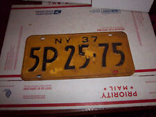 vintage 1937 new york 5P-25-75 yellow and black license plate picture