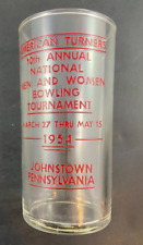 Vtg American Turners 10th Bowling Tournament Johnstown Pa. 1954 Drinking Glass picture