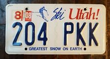 2006-08 Ski UTAH Greatest Snow On Earth License Plate 204 PKK.   picture