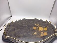 LA BOTTEGUCCIA Serving Tray Italian Wooden Marquetry Inlay with Flowers Vintage  picture