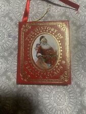 VTG Kurt Adler Christmas The History Of Santa Claus Red Mini Book Ornament 3” 86 picture