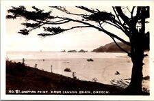 RPPC Chapman Point OR From Cannon Beach Rocks c1930-1940s photo postcard NP2 picture