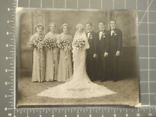 Early 1900's Antique Wedding Photograph 8 X 10 Photo Bridesmaid Dress Bouquet picture