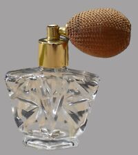Vintage Brass Pump Perfume Bottle Clear Glass with Atomizer picture