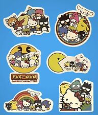 Sanrio Characters Hello Kitty & Friends 6pc Waterproof Vinyl Sticker Lot Pac-Man picture