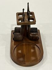 Decatur Industries Walnut Pipe Stand 4 Slots No Humidor MCM LOUNGE BAR Vintage picture
