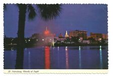 St Petersburg FL Postcard Florida Night Skyline Vintage picture