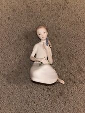 Cybis Bisque Figurine Young Lady Ponytail Holding Flower Fine Porcelain Signed picture