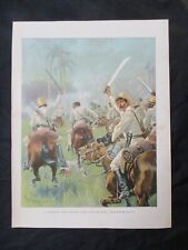 1899 Spanish American War Lithograph Print - Cuban Cavalry Attack with Machetes picture