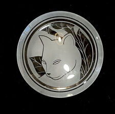 Vintage Frosted Clear Cat Plate silhouette picture