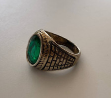 Moroccan antique bronze ring rare green stone picture
