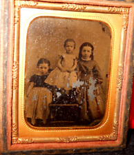 1/9th Size Tintype of young siblings in half case picture