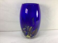 Z58 Vintage Antique Cut Multicolor Design Figure Crystal  Glass Vase picture