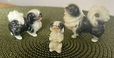 Adorable Miniature, Vintage Bone China Pekingese Dog Figurines - Set Of Three picture