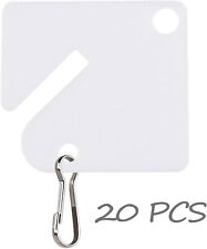 20 pcs Plastic Key Tags Slotted Rack White Square Hanging Key Cabinets Lockers picture