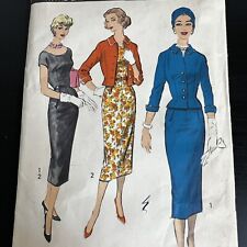 Vintage 1950s Advance 8533 MCM Slim Dress + Fitted Jacket Sewing Pattern 16 CUT picture