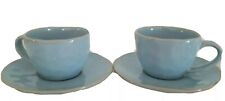 Ollie&Olioia Set of 2 Blue Coffee Tea Cup/Saucer Fine China,Australia,Pretty,New picture