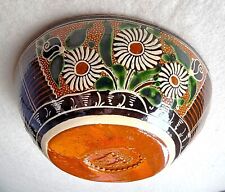 Vintage Mexican TLAQUEPAQUE Folk Art HandPainted Ceramic BOWL Deer Flowers Eagle picture