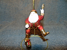 JOLLY OLD Santa Claus Red/Gold With Gold Bag of Goodies Ornament #G picture