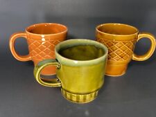 Vintage Stackable Mugs 70’s MCM 2 matching /1 odd size Japan crazing Set of 3 picture
