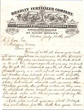 HISTORIC ILLUSTRATED LETTERHEAD ~ 1885  BRADLEY FERTILIZER 27 KILBY ST BOSTON MA picture