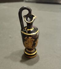 Vintage Handpainted Mini Vase Pitcher Black Porcelain 24k Gold Greece  picture