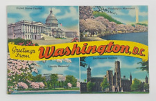 Greetings from Washington DC Multiview Postcard Linen Unposted Vintage picture