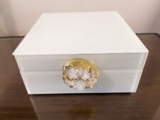 Gorgeous Jewelry Box White With Geode Closure Very Beautiful Excellent Condition picture
