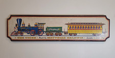 3ft Long Vintage TRAIN Wall Plaque 1970's Distressed Wood Art NURSERY picture