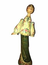 Hand Painted Doll Vintage Folk Art Russian Wooden Traditional Dress picture