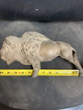 Antique Detailed Large Solid Brass Buffalo Bison picture