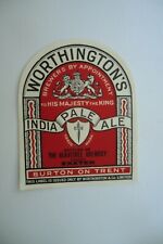  MINT WORTHINGTON BURTON BOTTLED HEAVITREE EXETER HM KING BREWERY BEER LABEL  picture