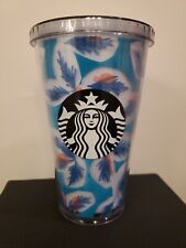 Starbucks Pink And Teal Feather Tumbler 16fl Oz picture