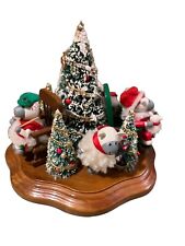 Vtg Schmid Christmas Music Box  Sheep Tree Wooden  Plays Joy To The World picture