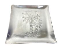 Vintage Heavy Cast Aluminum Tray Palm Tree Decoration 9