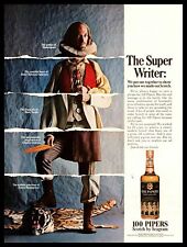 1967 Seagram's 100 Pipers Scotch Shakespear Hemingway Tiger Rug Vintage Print Ad picture
