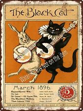 The Black Cat March 1896 Singing Playing Guitar Halloween Metal Sign 9x12