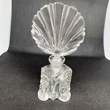 Vintage Clear Glass Perfume Bottle w/ Flared Top & Star Design GUC picture