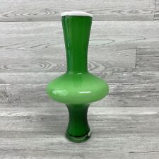 Vintage Italian Lime Cased Green Vase Midcentury Modern 13.5” Handblown Vase picture
